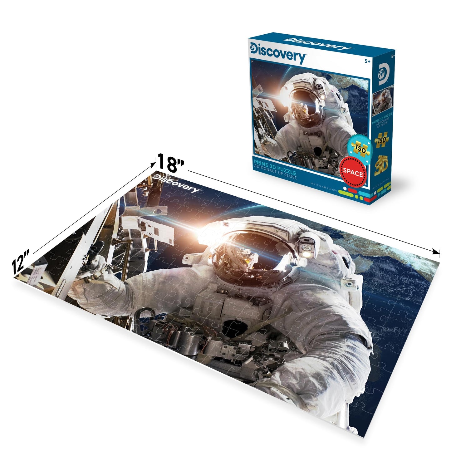 Prime 3D Shark Week Puzzle - 150 Piece 3D Lenticular Underwater Jigsaw for Kids & Families, 18"x12" Educational Activity, Official Discovery Gift