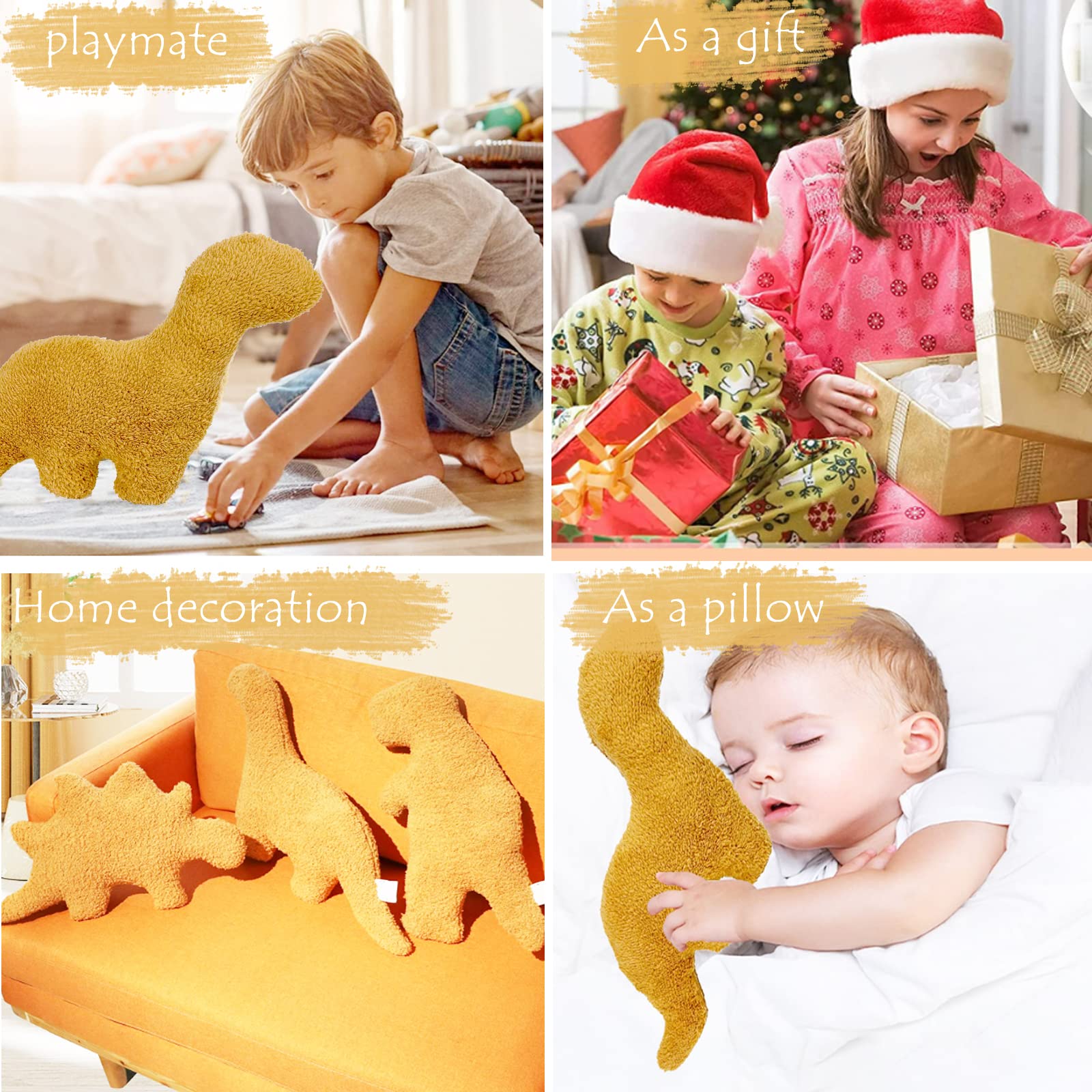 3 Packs Dino Nugget Pillow Plush, 18 inches Dinosaur Chicken Nugget Pillow Stuffed Animal Plush Toy, Dino Nugget Dinosaur Party Decoration Birthday