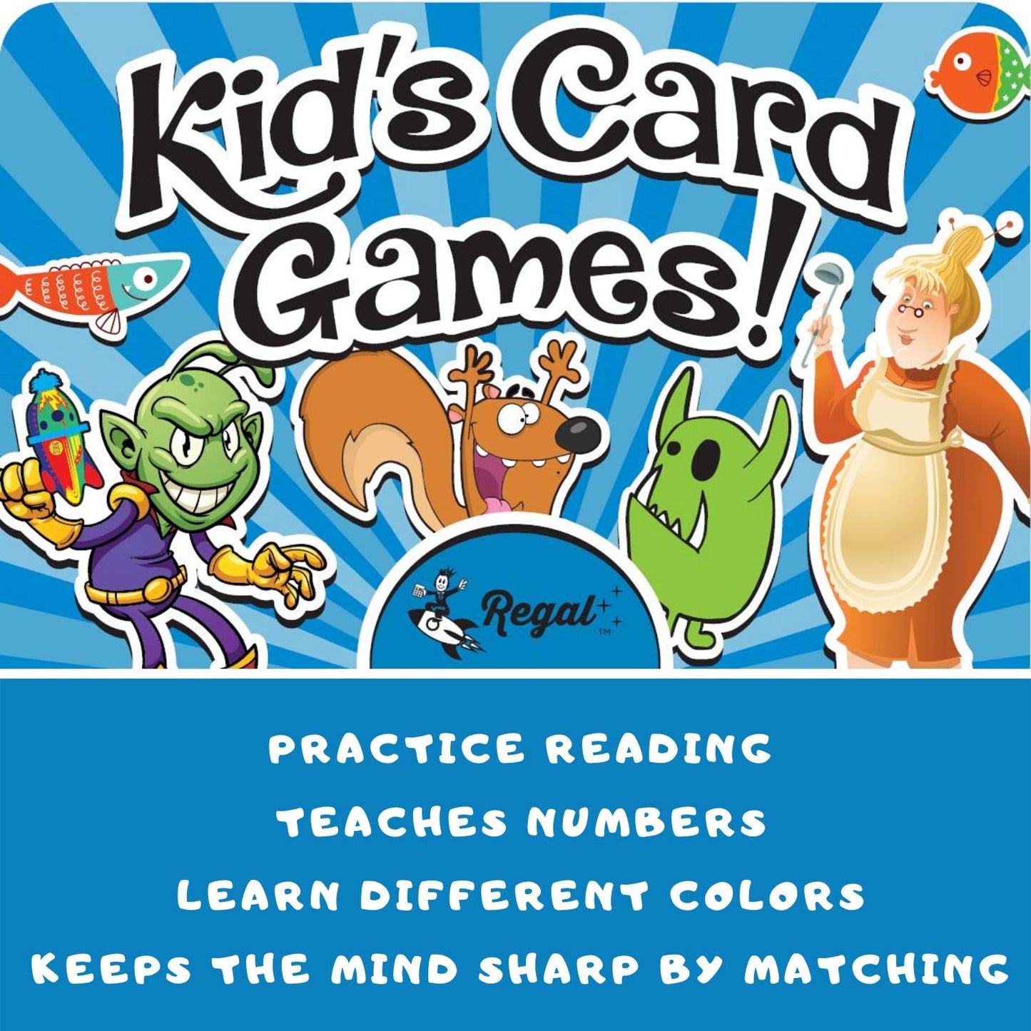 Regal Games Crazy 8's Card Game for Kids 4 5 6 7 8+ | Funny Travel Board Playing Game for Families (1 Pack)