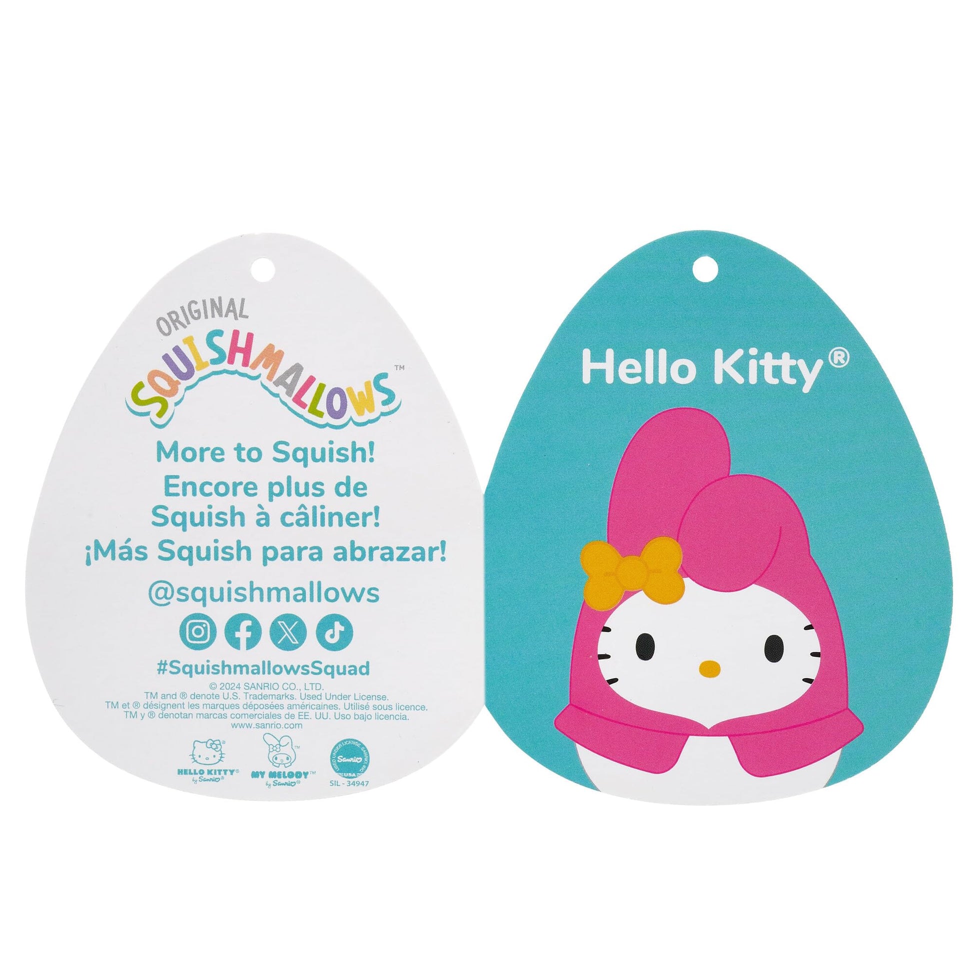 Squishmallows Original Sanrio 14-Inch Hello Kitty in My Melody Hoodie - Official Jazwares Plush (Large)