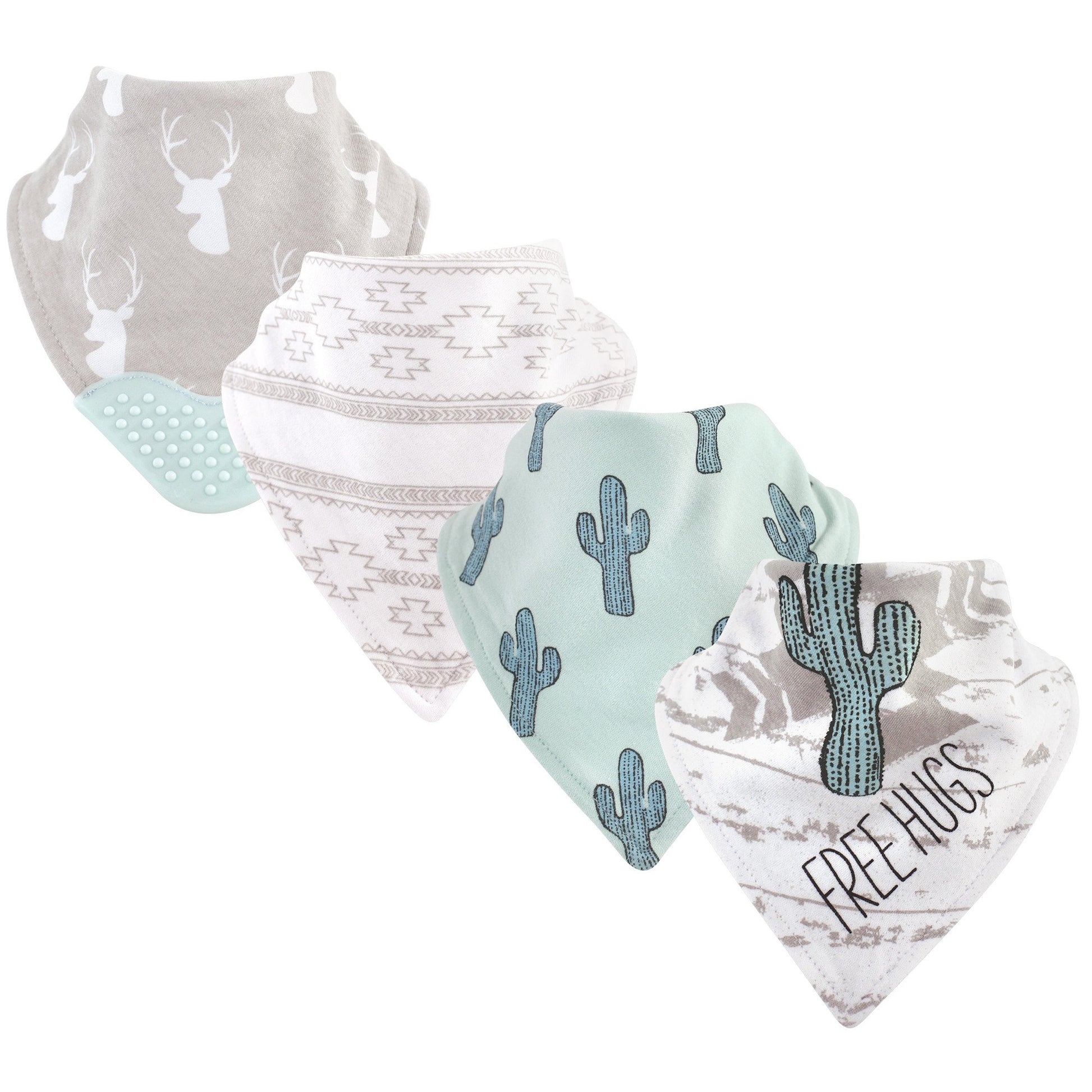 Yoga Sprout Bandana Bib with Teether, Free Hugs 4 Pack