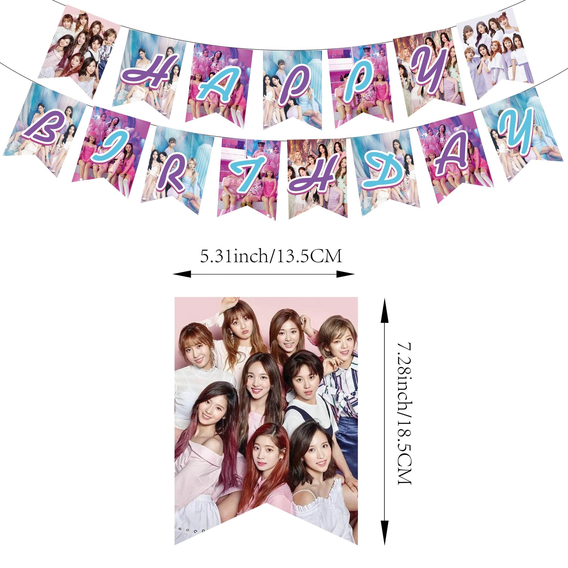 Twice Merch Party Decorations Include Happy Birthday Banners, Cake Toppers, Cupcake Toppers, Balloons