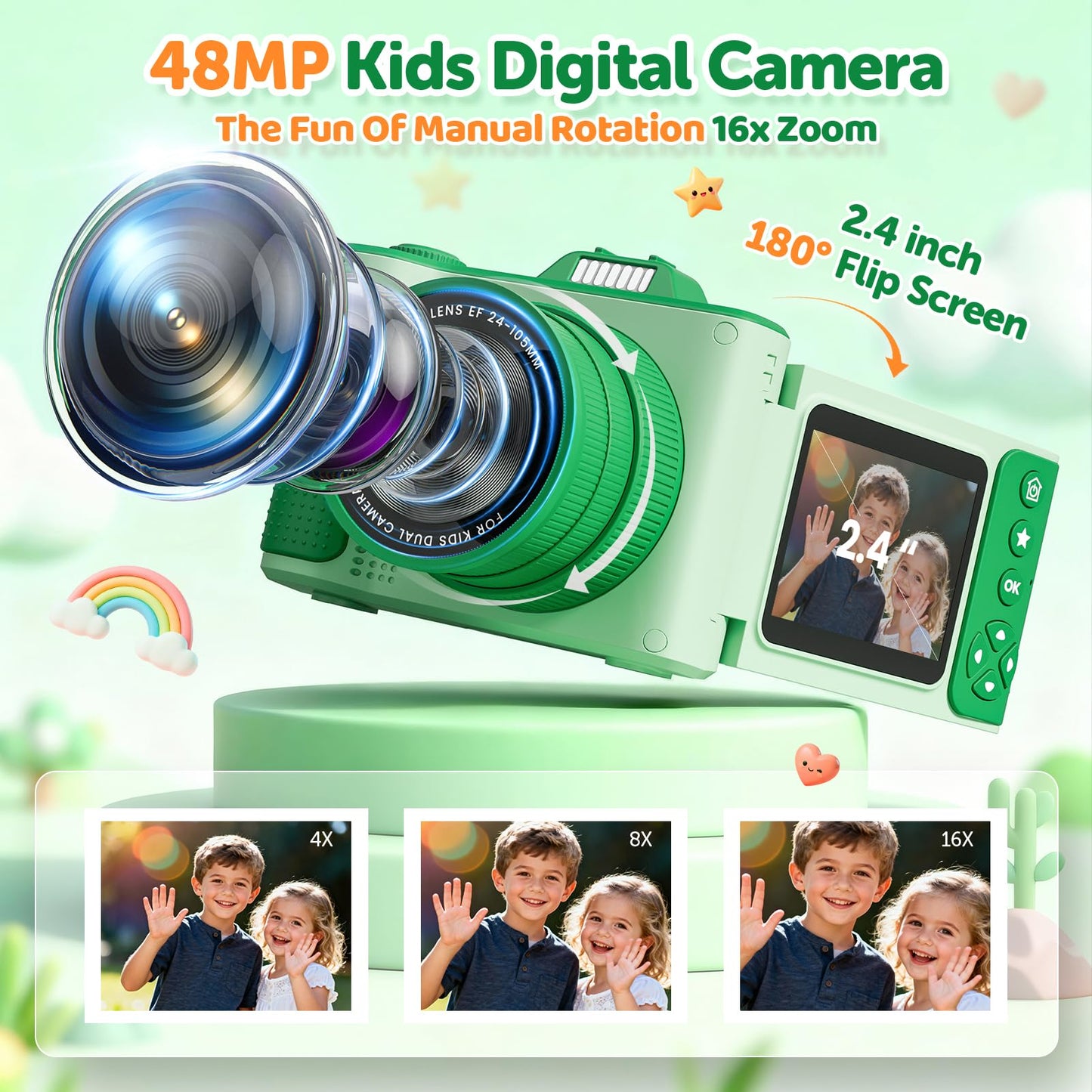 Kids Digital Camera for Girls Boys Age 3-10, My First Camera, 1080P HD Video, Toddler Camera Easy to Use, Shockproof Durable, Toys Gift for Kids