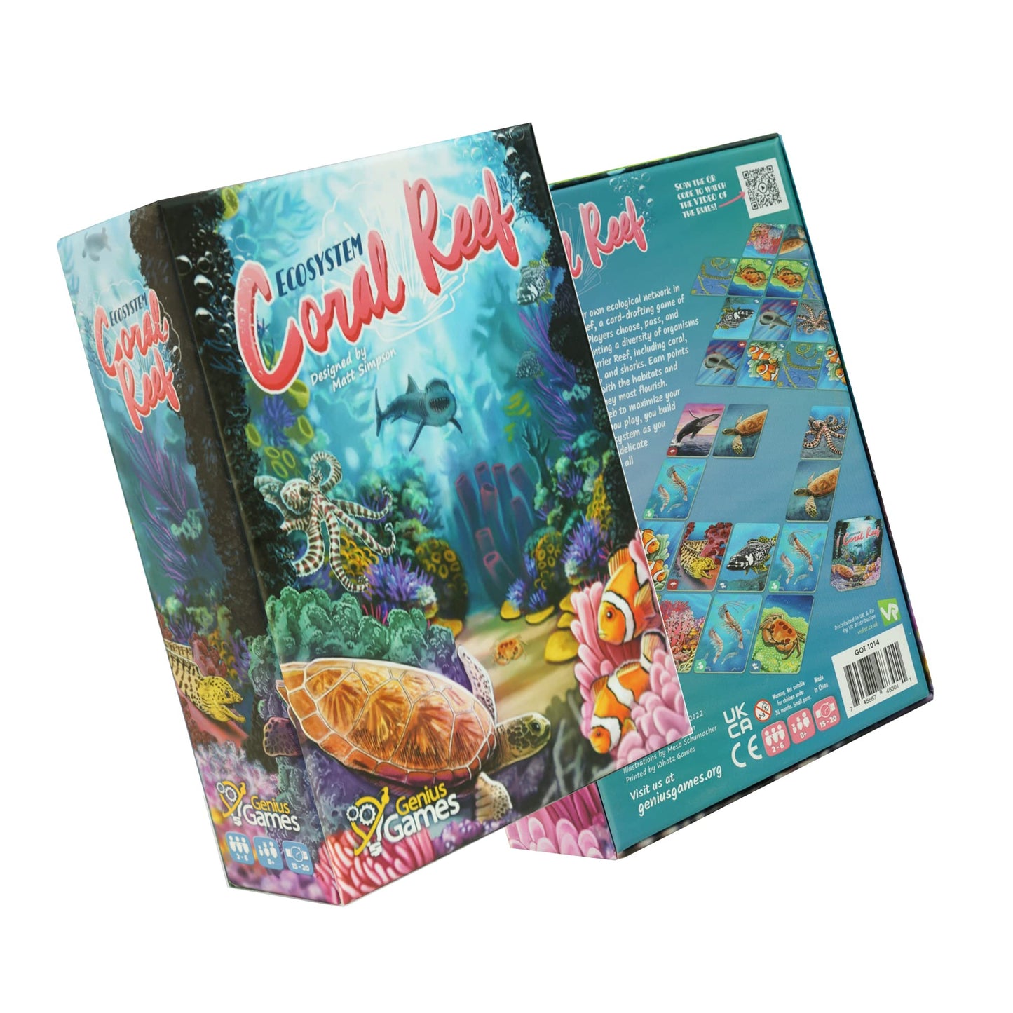 Genius Games Ecosystem: Coral Reef - A Mensa Recommended Family Card Game About Aquatic Animals, Their Habitats & Food Chain | A Light Educational