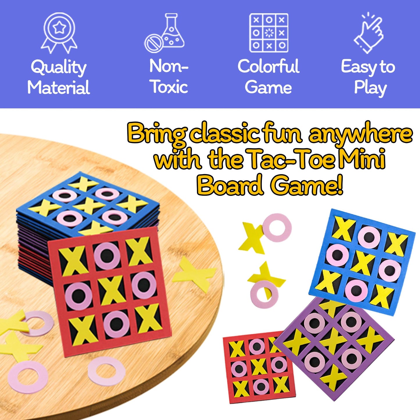 Tic Tac Toe (Bulk Pack of 120) 5"x5" Foam Tic-Tac-Toe Mini Board Game Toys for Kids, Birthday Party Favors, Goody Bag Stuffers, Classroom Prizes
