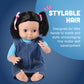 Cre8tive Minds Multi-Ethnic Toddler Baby Doll with Moveable Limbs, Denim Dress, Native American Doll for Girls and Boys Ages 19+ Months