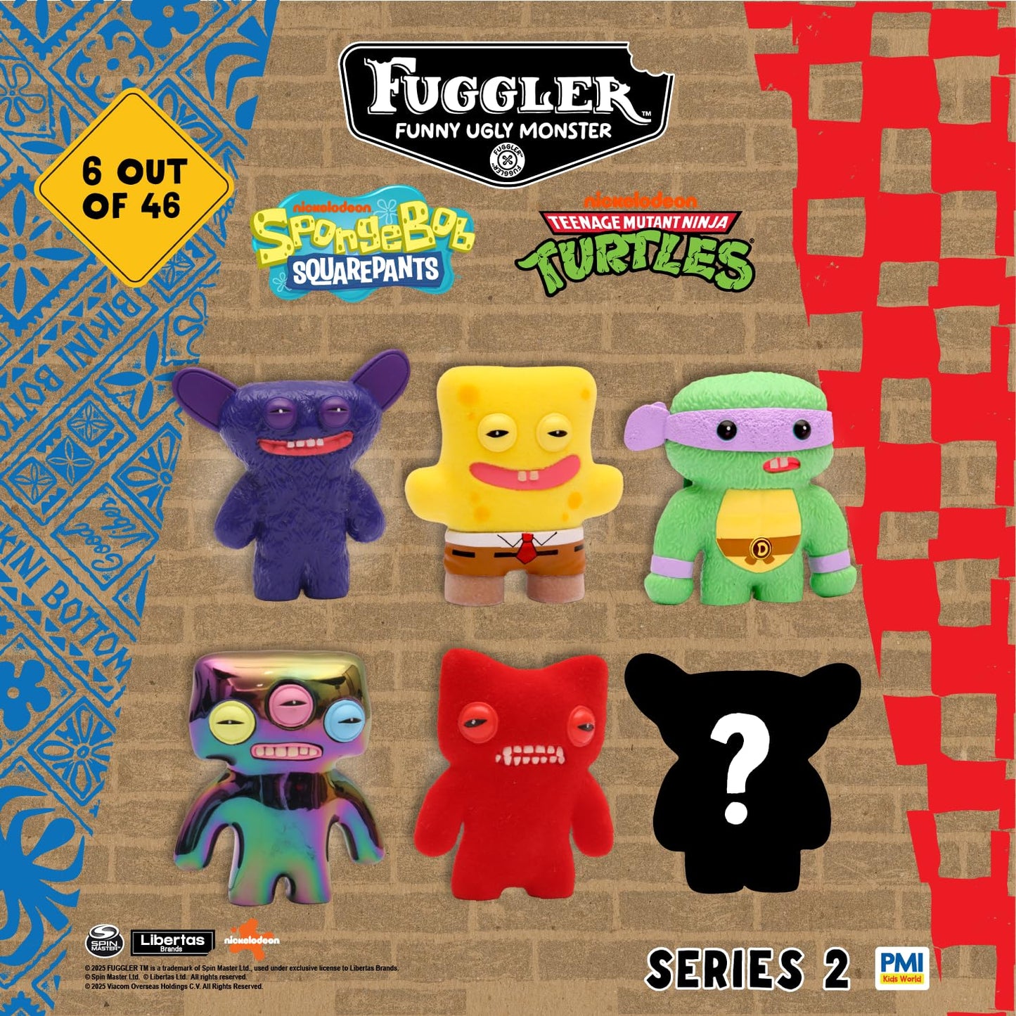 Fuggler Series 2 Collectible 6-Pack Window Box Creepy Funny Plush Figures Including Rare Hidden Surprise Character Paramount Crossovers (Assortment