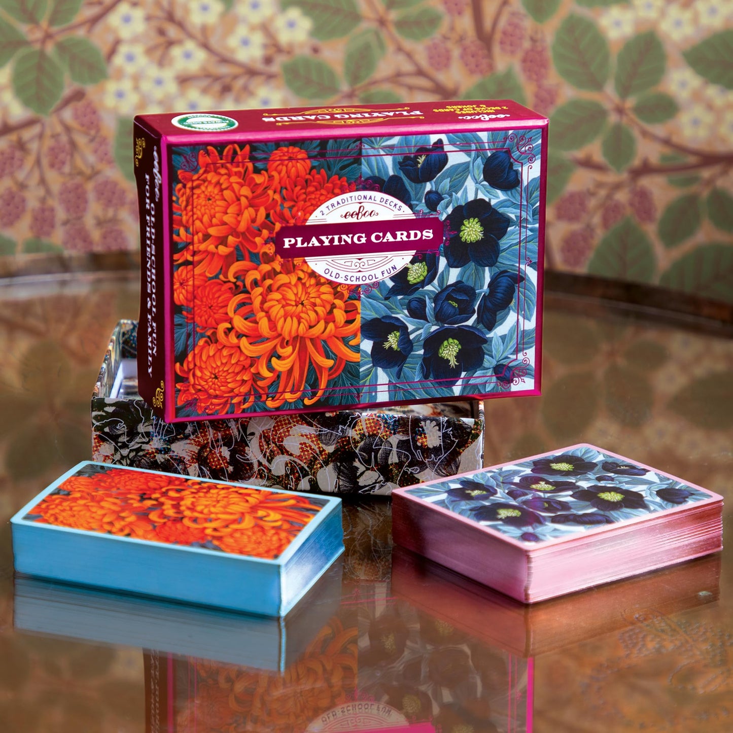 eeBoo Piece & Love: Autumn Abundance - Adult Playing Cards, Set of 2 Decks, Traditional Decks W/Beaufiul Artowrk & Gilded Edges, Vegetable Based Inks