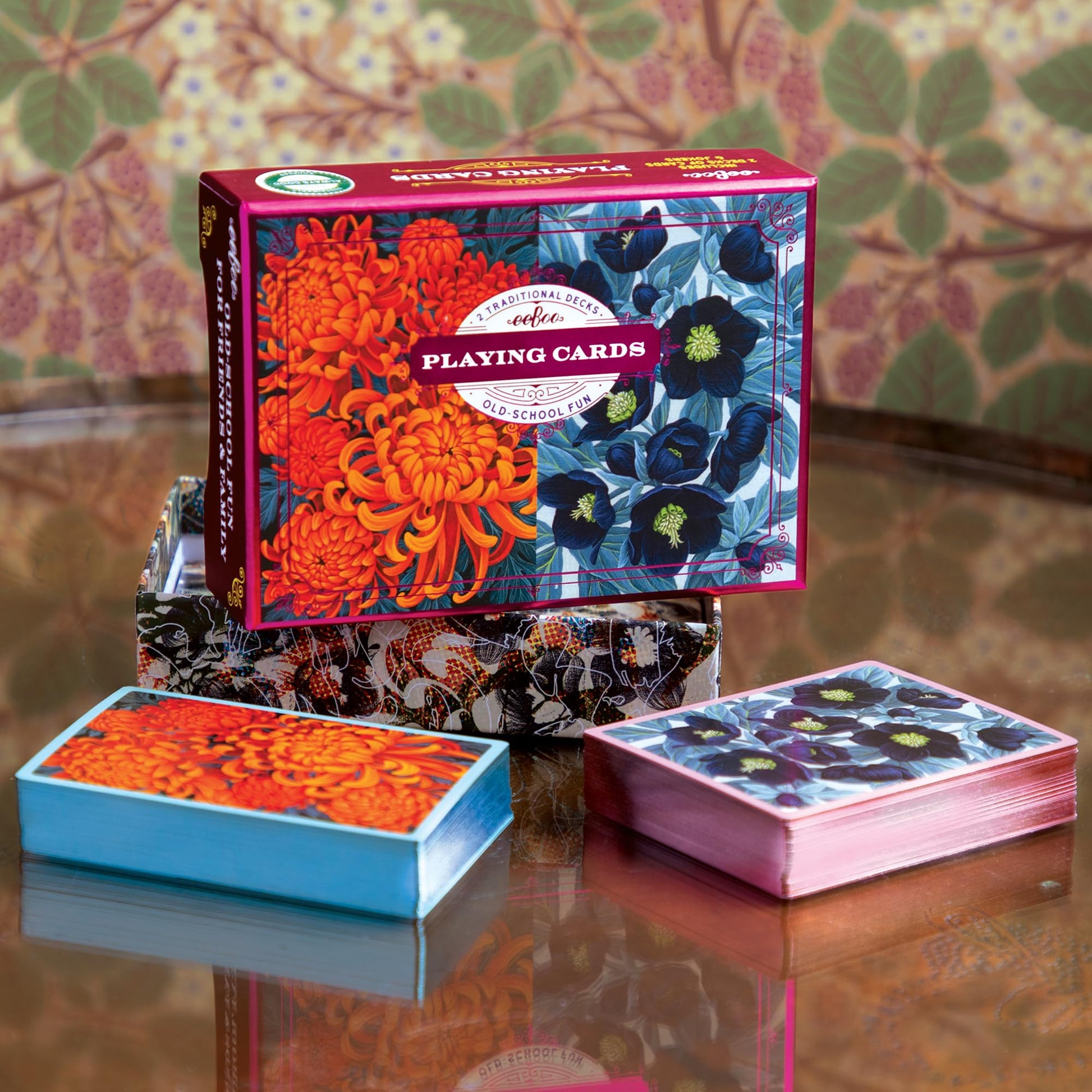 eeBoo Piece & Love: Autumn Abundance - Adult Playing Cards, Set of 2 Decks, Traditional Decks W/Beaufiul Artowrk & Gilded Edges, Vegetable Based Inks