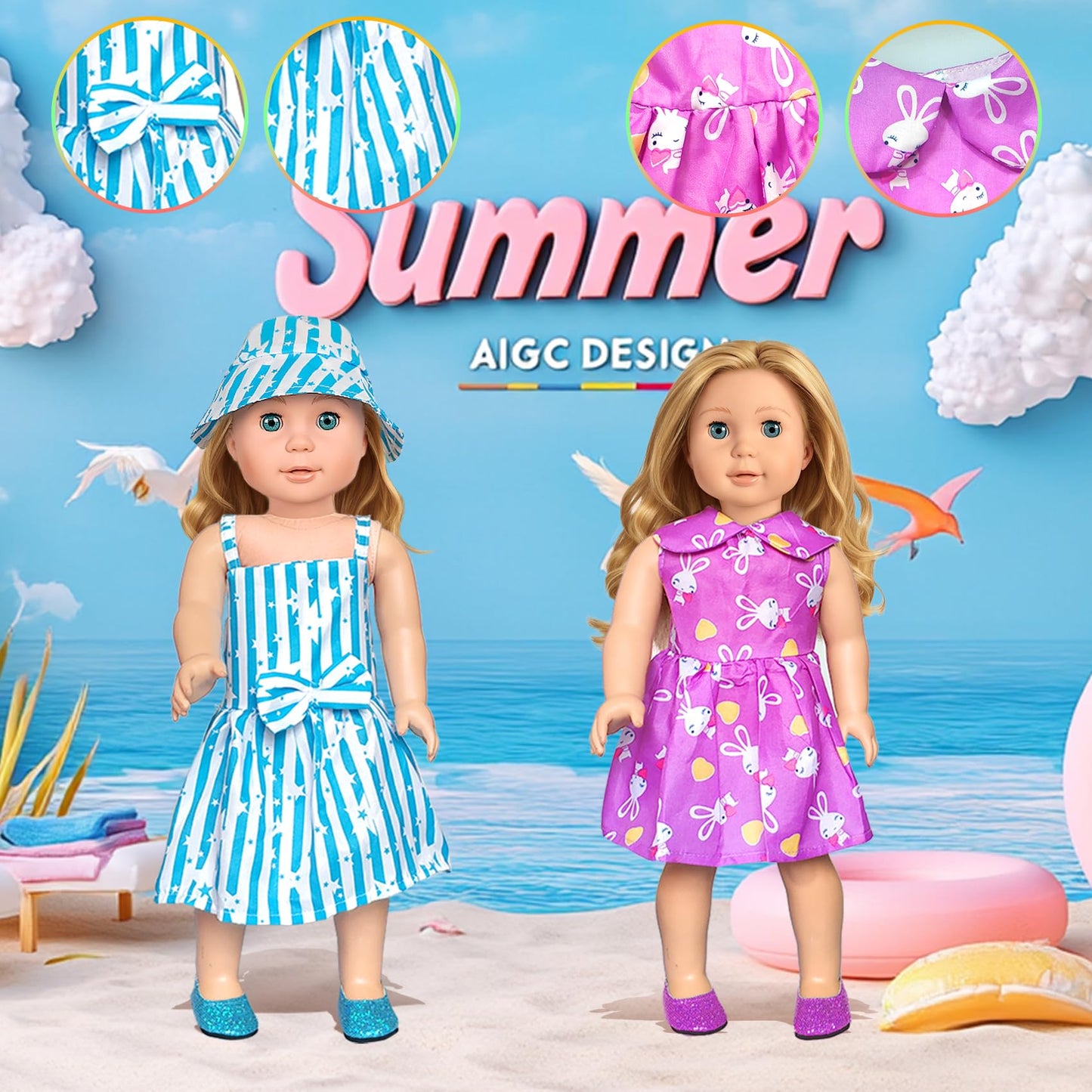 American 18 inch Doll Clothes Accessories-10 Set Doll Outfits for Girl Doll Clothes, Valentine's Toys Gifts for Kids Dressing up