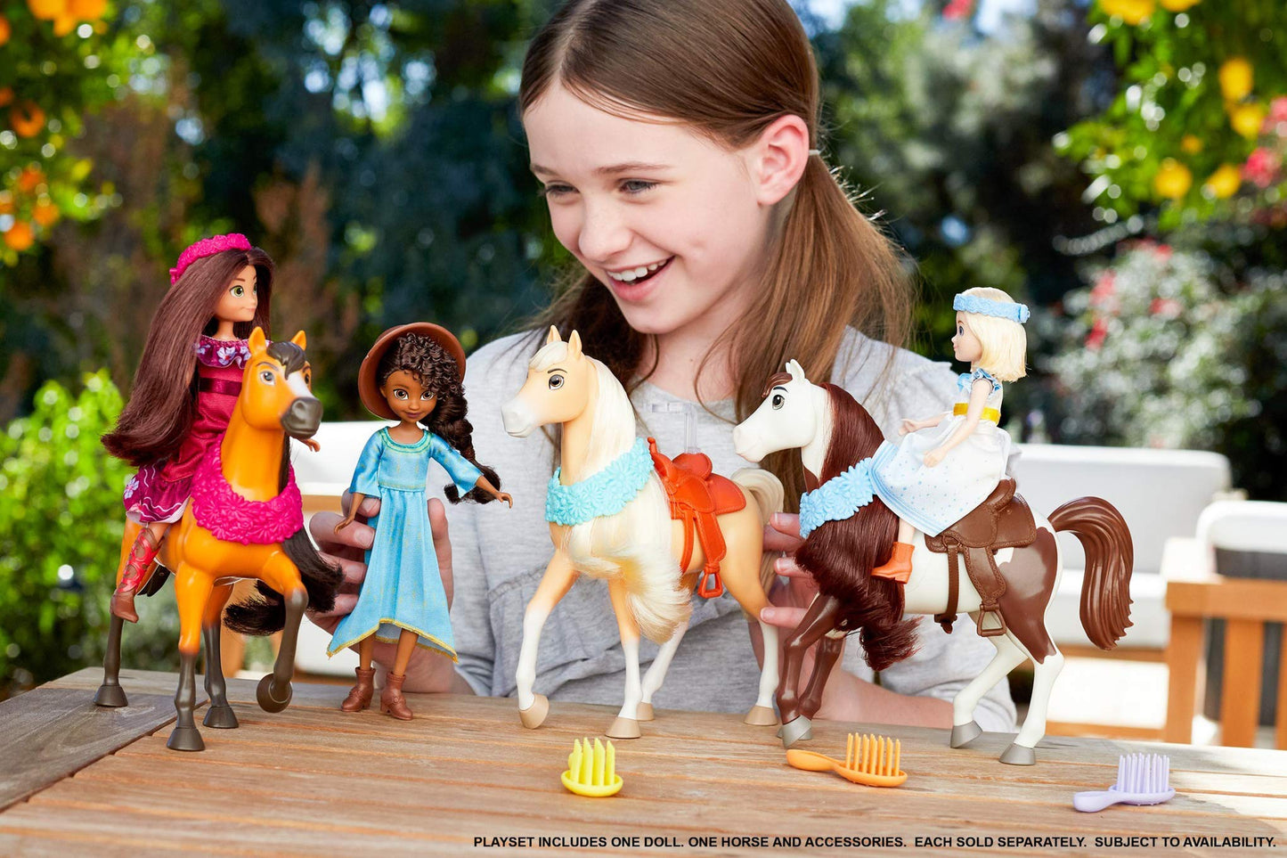 Mattel Spirit Untamed Doll & Toy Horse Set, Miradero Festival Lucky 7-inch Small Doll with Spirit (8-inch) with Long Mane & Accessories