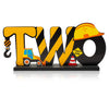 Haooryx Construction Truck Two Letter Sign Wooden Table Centerpiece for Boys, Two Years Old Baby 2nd Birthday Party Decorations, Construction Theme