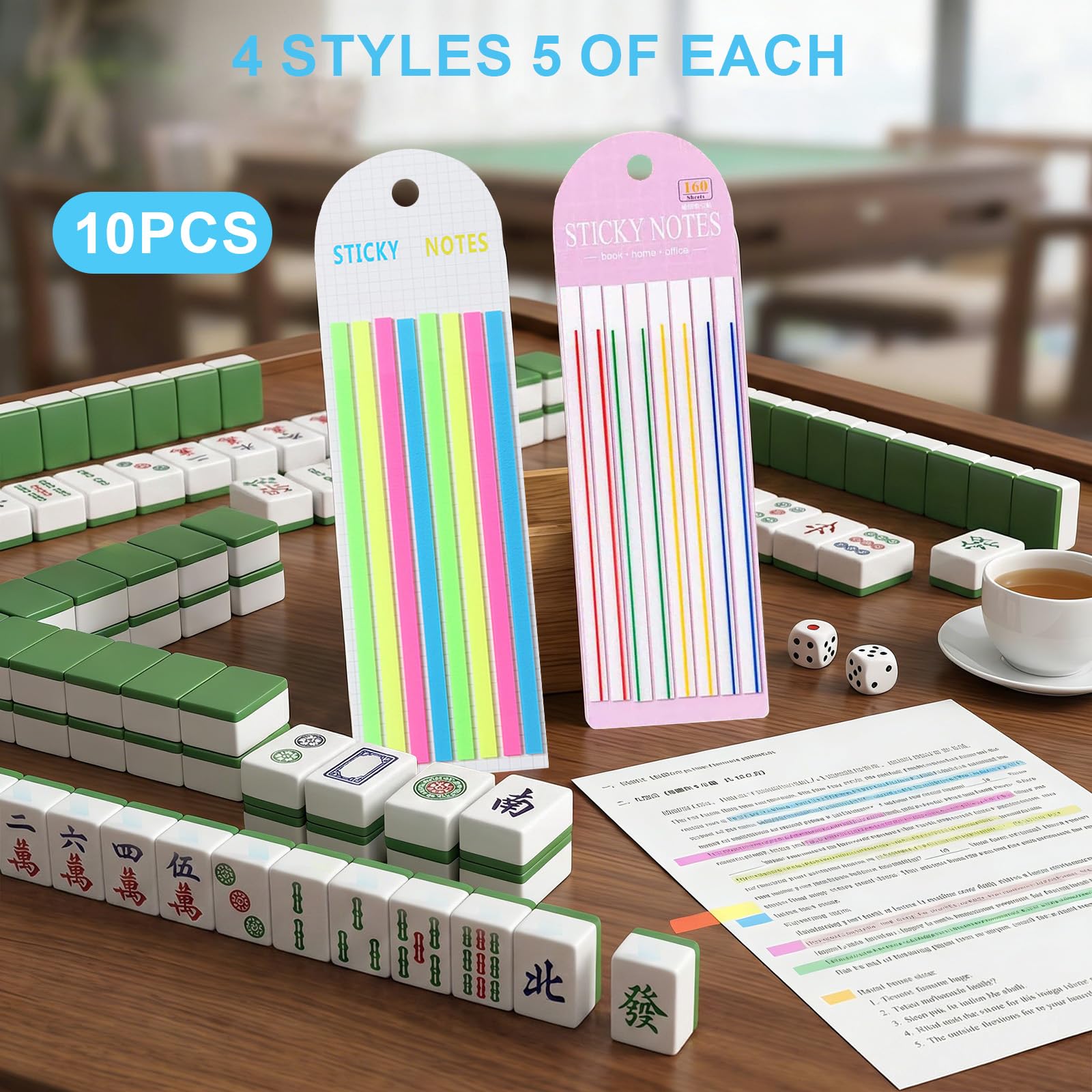Geyynow 1600 PCS Mahjong Highlighter Strips, Mahjong Line Finder Highlighter Taps Accessories, Transparent Sticky Card Markers Reusable & No Adhesive