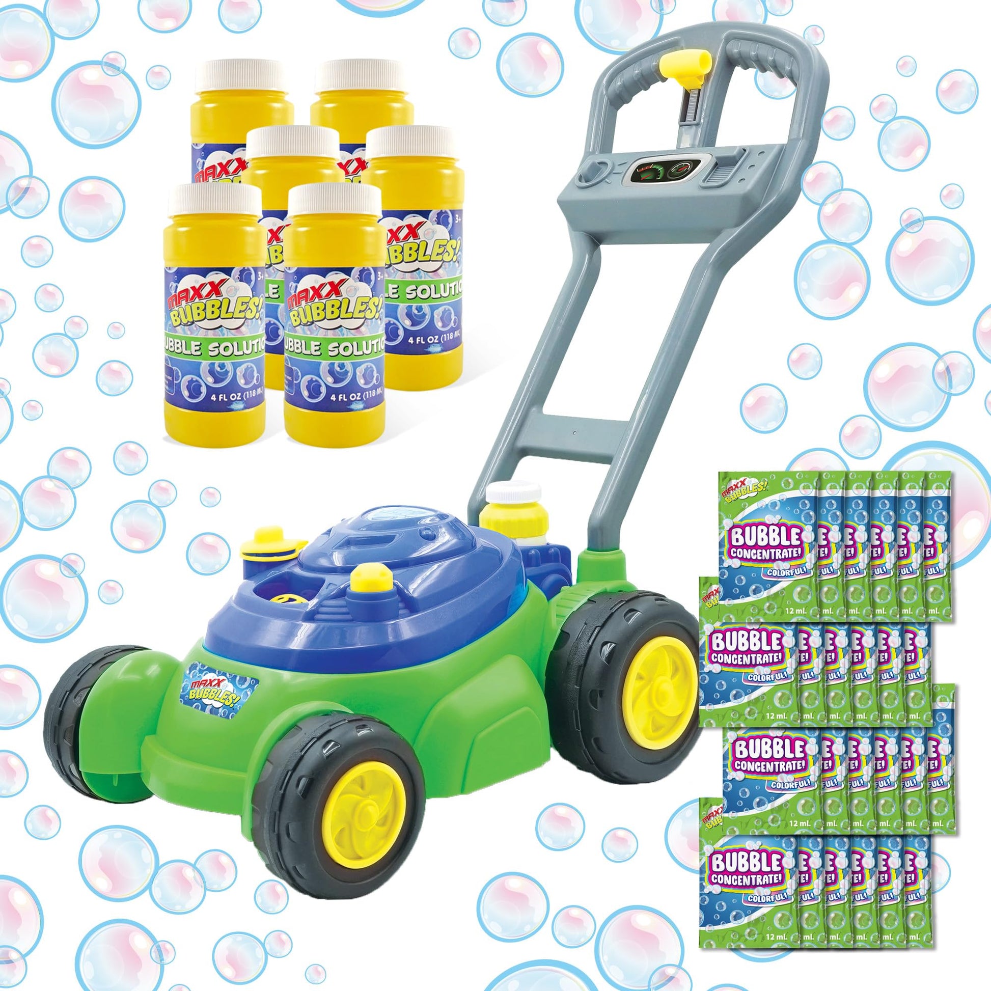 Bubble N Go Lawn Bubble Mower for Toddlers, Bubble Blowing Machines, Indoor/Outdoor Gardening Toy, Birthday Party, No Batteries Required, Includes