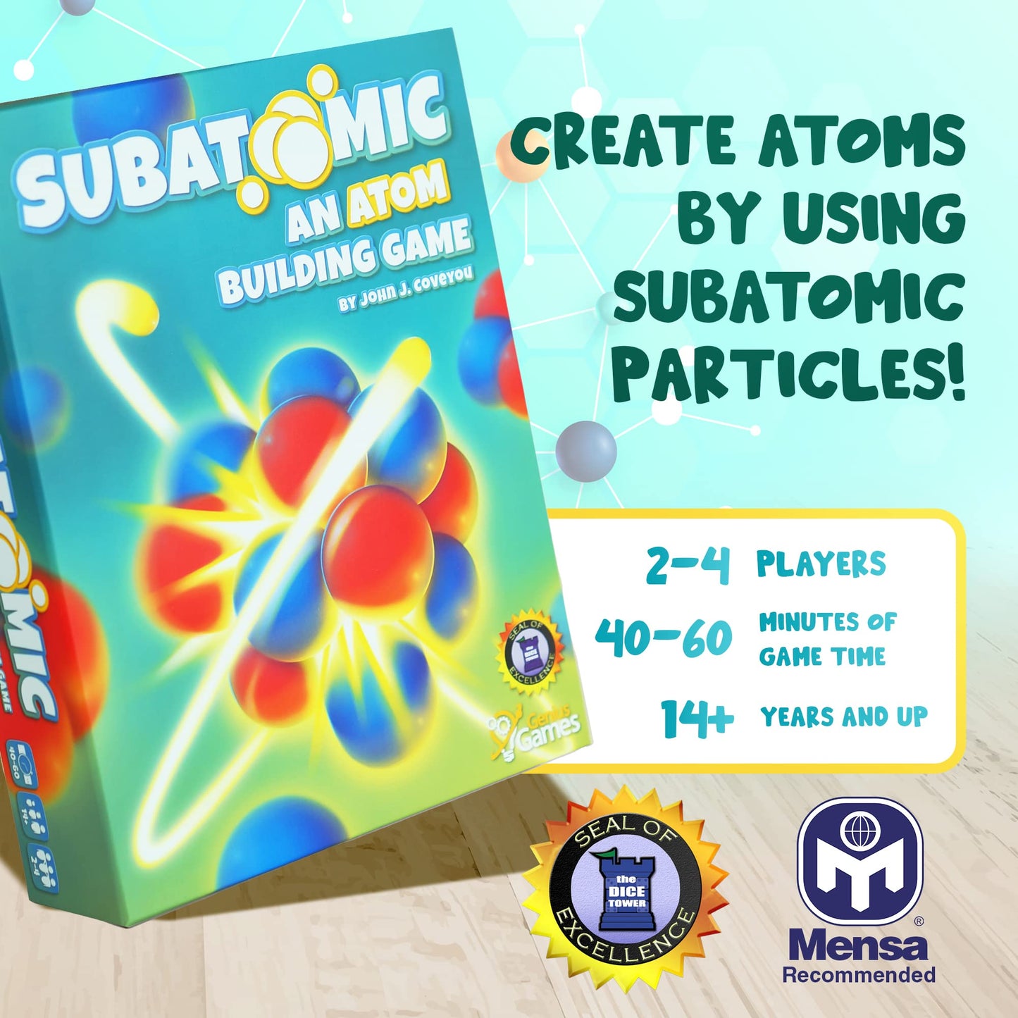 Subatomic: an Atom Building Game (2nd Edition) | A Chemistry Game About Elements, Protons, Neutrons, and Electrons | Educational Science Board Games