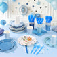 ZUQMZUQ 350 Pcs Blue Party Supplies Set - Blue Paper Plates and Napkins Set Include Gradient Blue Scalloped Paper Plate Napkin Cup Spoon Fork Knife