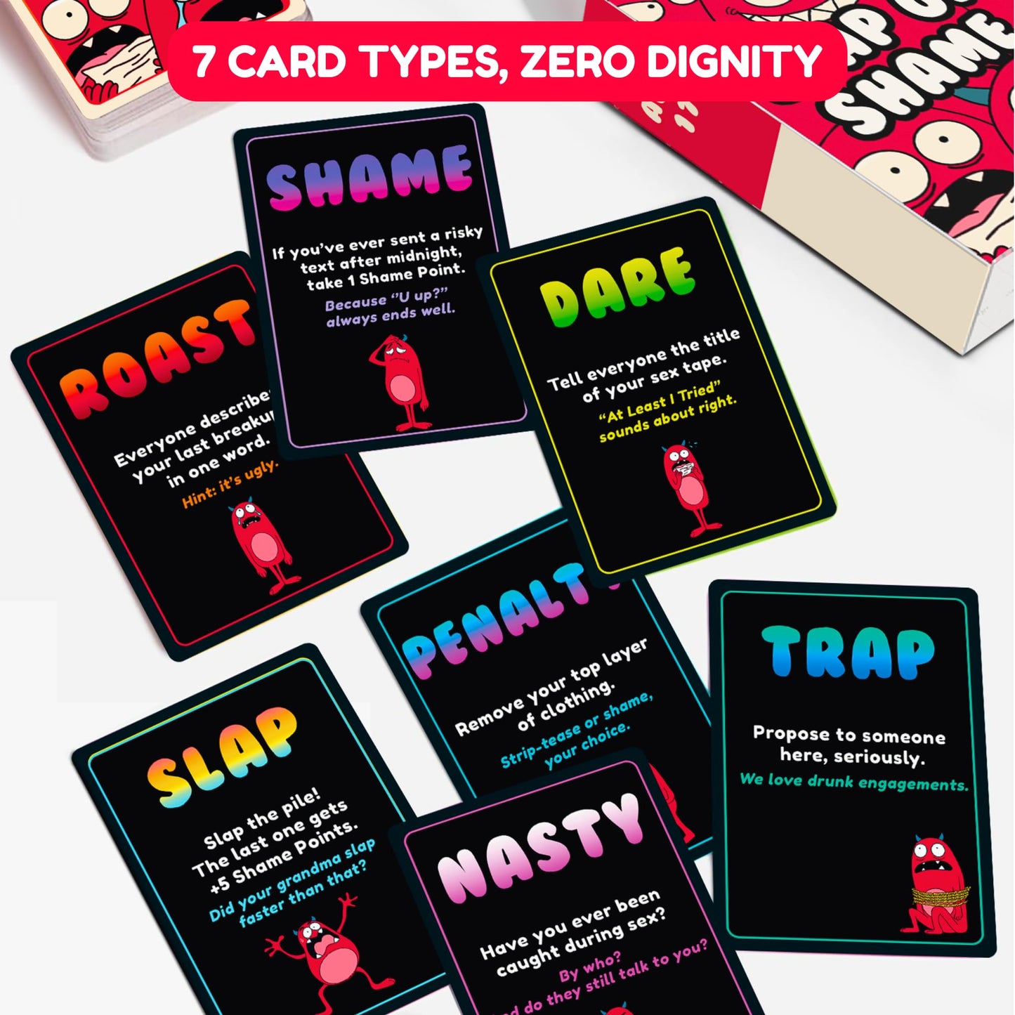 Slap of Shame - Fast Slap Card Game for Adults | Dares & Group Challenges | Funny Party Game for Game Night, Bachelorette & Friends Groups | 2-10