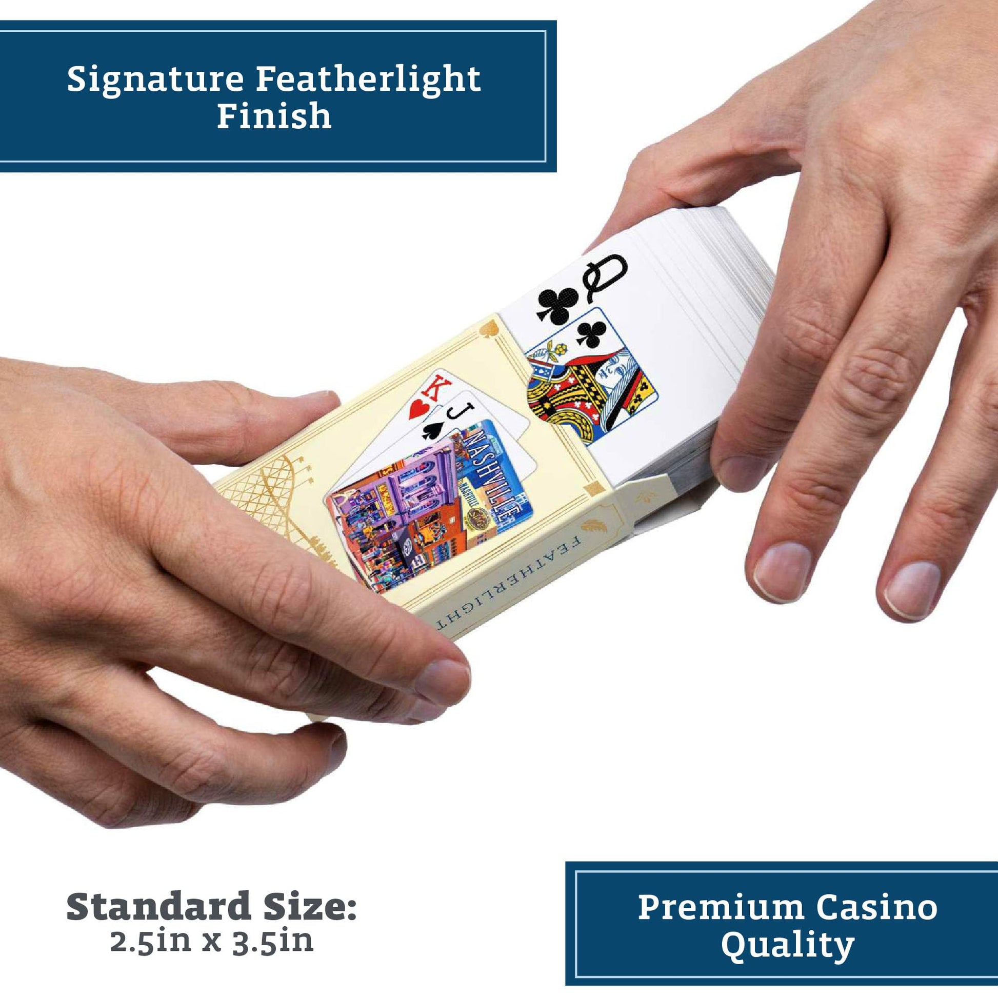 Boardwalk Puzzles Premium Featherlight Unique Playing Cards, Fun Themed Deck for Home and Travel | Nashville Music City
