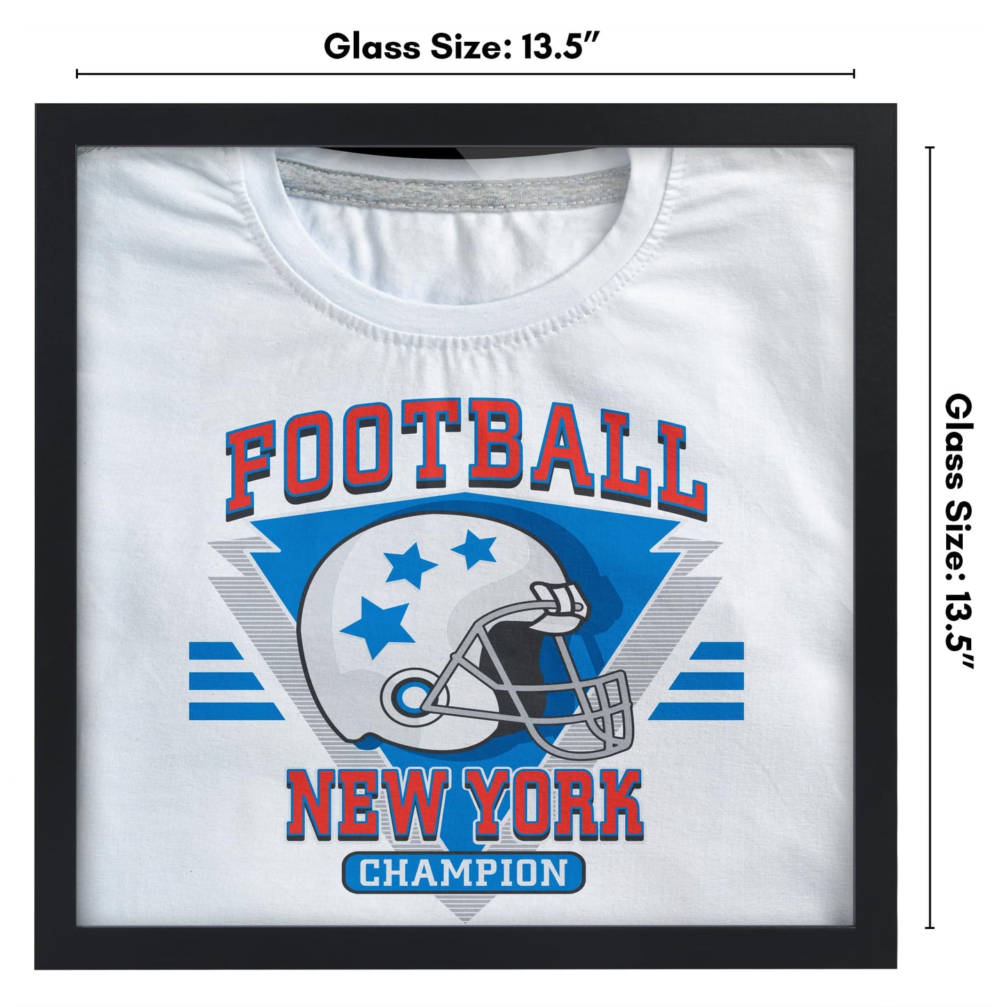 Americanflat T-Shirt Frame - 13.5x13.5 Frame with Shatter-Resistant Glass and Folding Insert - All-Star Collection - Black Tshirt Frames for Wall