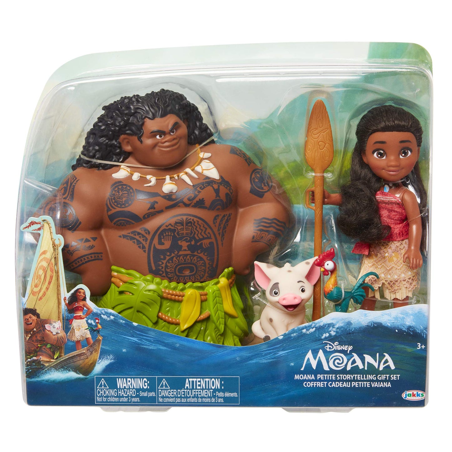 Moana Disney Doll with Maui Demigod Doll Figure, 4 Piece Little Petite Story Telling Gift Set for Girls Ages 3 and Up