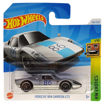 Hot Wheels Porsche 904 Carrera GTS 1/64 Scale Diecast Car, Silver, HW Exotics 1/10