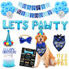 Dog Birthday Party Supplies, Blue Dog Birthday Decorations, Lets Pawty Balloons Banner, Dog Baday Bandana Hat Scarfs
