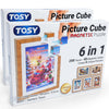 TOSY Picture Cube Santa’s Town: 6in1 Magnetic Picture Puzzle, 48 Blocks, 288 Faces/Magnets, 0.8 in, B001, Seamless UV Art, Display-Ready Frame