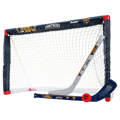 Franklin Sports NHL Florida Panthers Mini Hockey Set - Kids Indoor Knee Hockey Goal, Ball, 2 Mini Hockey Stick Combo Set - Youth NHL Team Indoor Toy