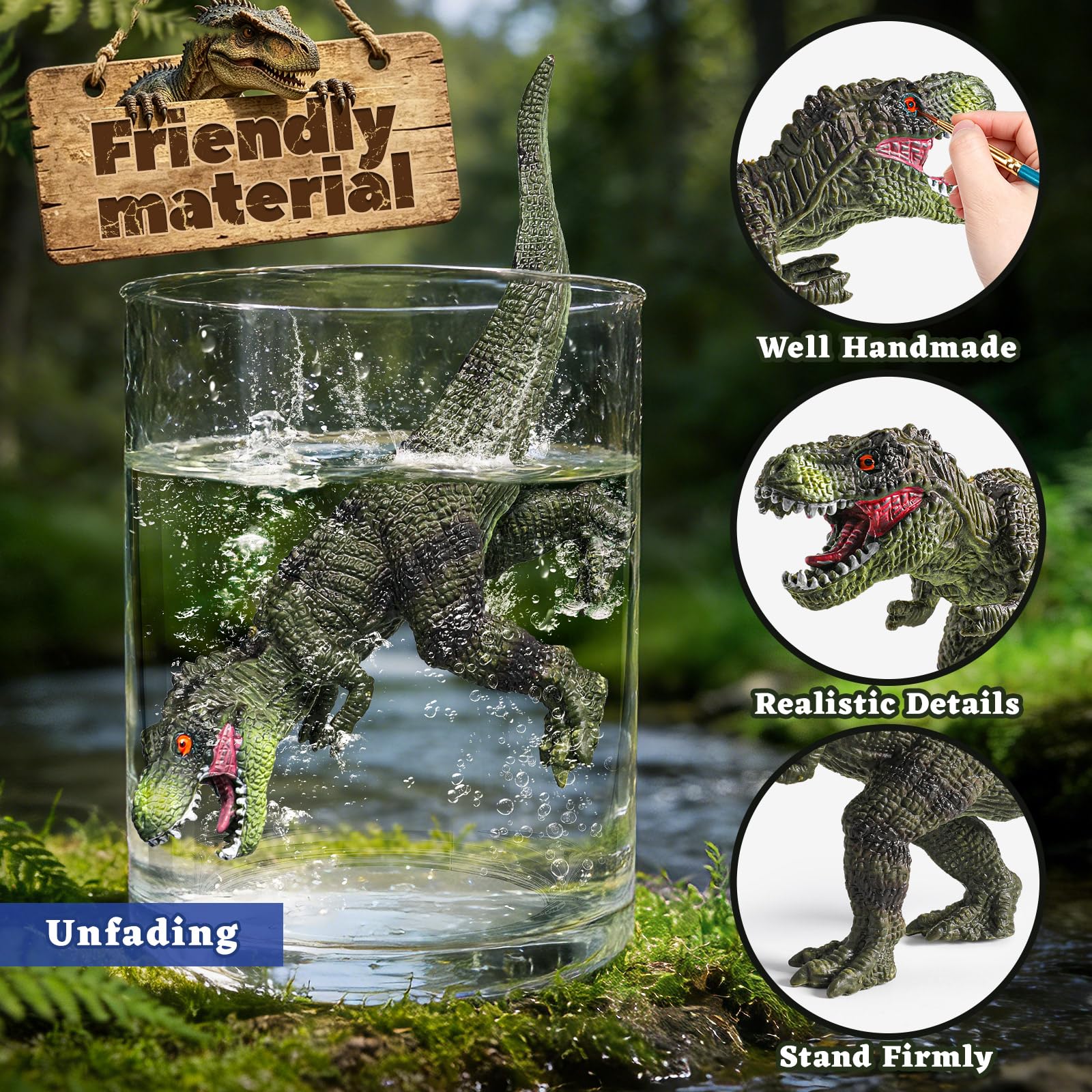 OENUX Dinosaur Toys with 12pcs Jurassic Dinosaur Figures for Kids 3-7