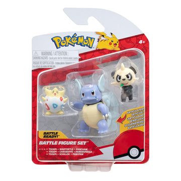 Pokémon 3 Pack-Features 2-Inch Pancham and Togepi and 3-Inch Wartortle Battle Figures