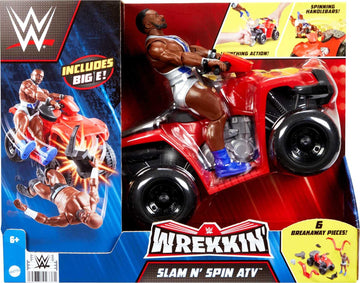 Mattel WWE Wrekkin' Slam & Spin ATV Vehicle & Action Figure Playset with Toy 4-Wheeler & Big E 6-inch Collectible, Launching Action & Breakaway Parts