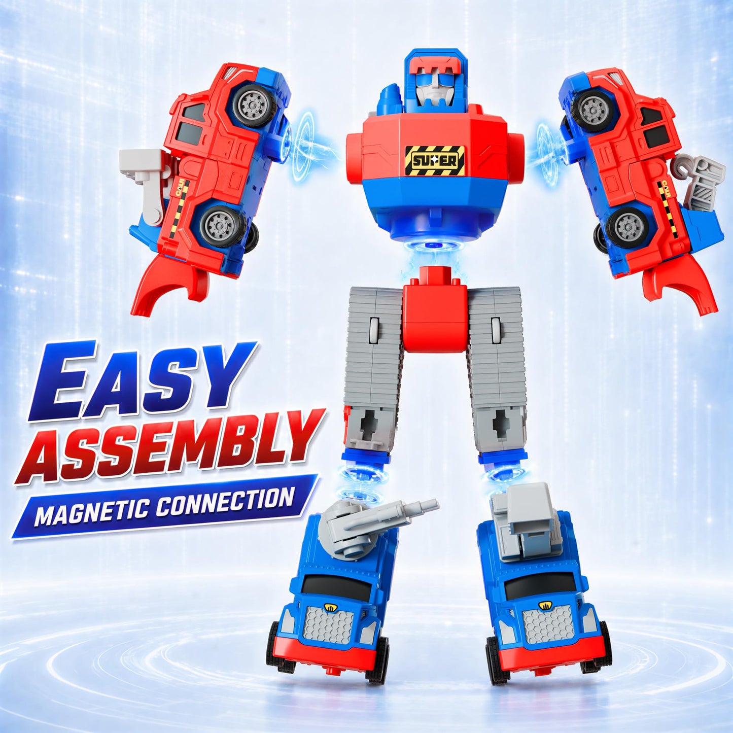 iPlay, iLearn Kids Magnetic Transform Robot Toy, Toddler Construction Truck