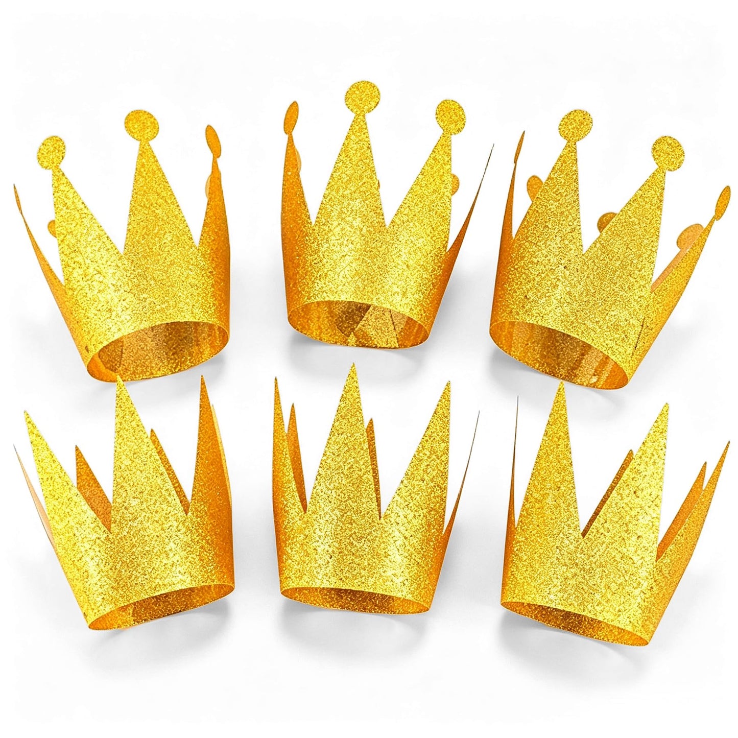 Boieo Mini Gold Crown Hats, 6 Small Paper Crowns for Kids