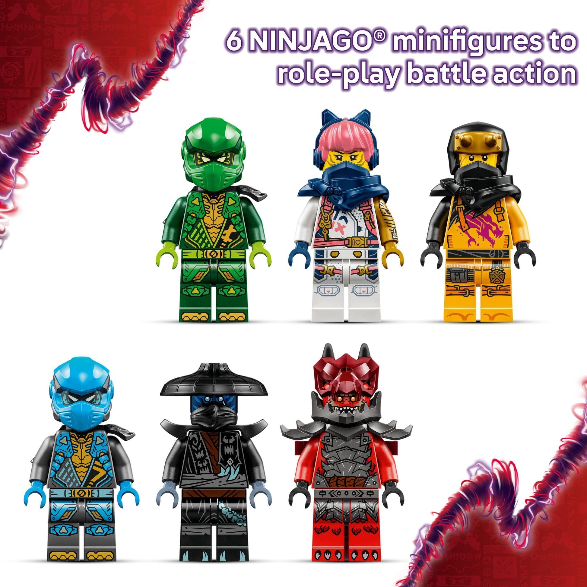 LEGO NINJAGO Thunderfang Dragon of Chaos Building Toy for Kids Ages 8+ - Dragon Rising Playset with 6 Minifigures and Poseable Figure - Birthday Gift
