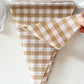 16 Meters 52ft Beige Khaki White Fabric Gingham Pennant Banner Double Sided Cotton Checkered Bunting Triangle Flags Neutral Party Decoration