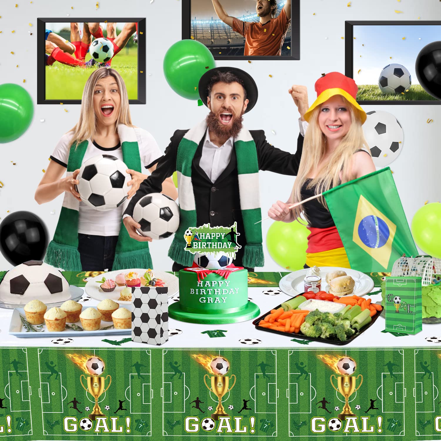 4 Pack Soccer Party Tablecloths Soccer Birthday Decorations Plastic Disposable Sports Theme Party Table Covers Soccer Theme Table Cloth for Rectangle