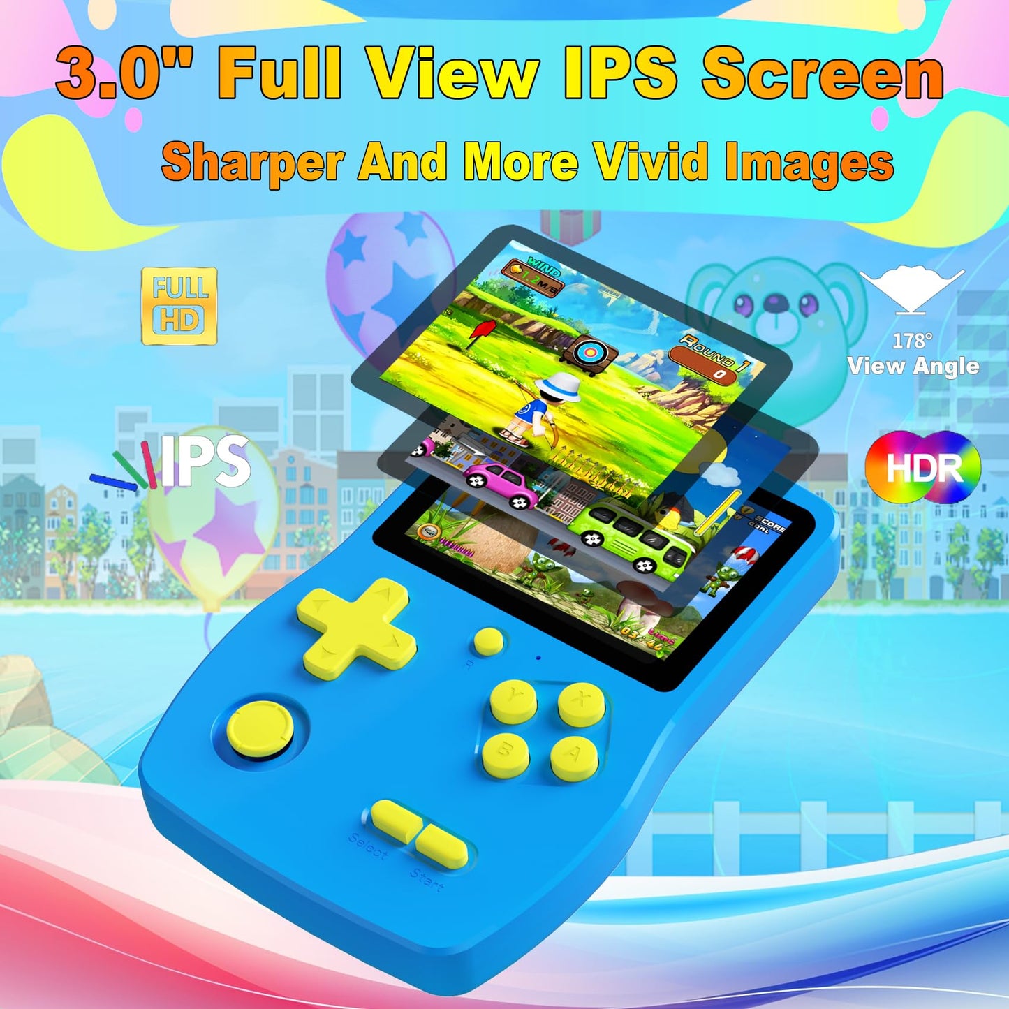 32 Bit Handheld Game for Kids Preloaded 139 Video Games,Roadtrip Travel Toy
