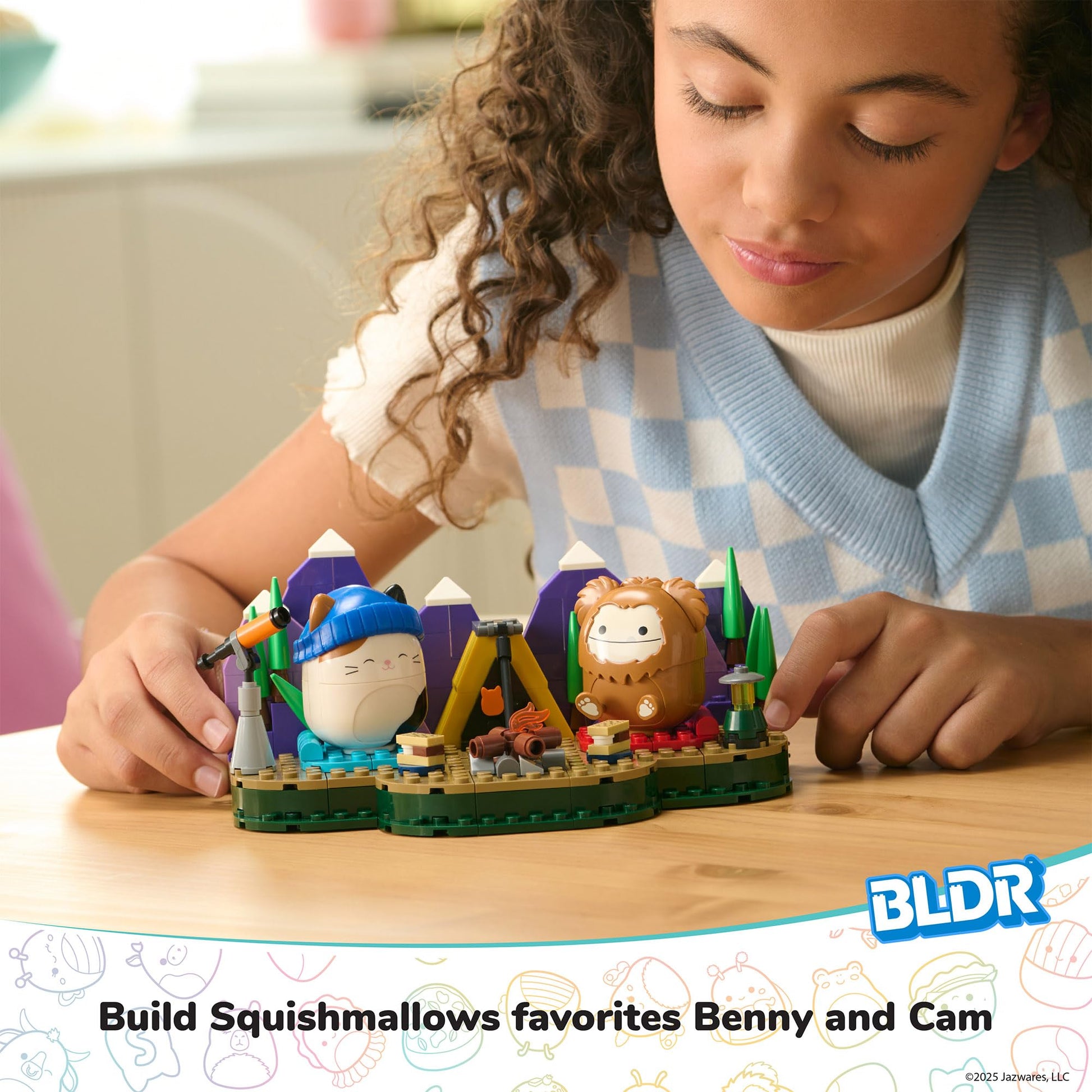 Squishmallows BLDR 246-piece Camping Adventure Building Set 0050 - Includes Buildable Figures Cam and Benny
