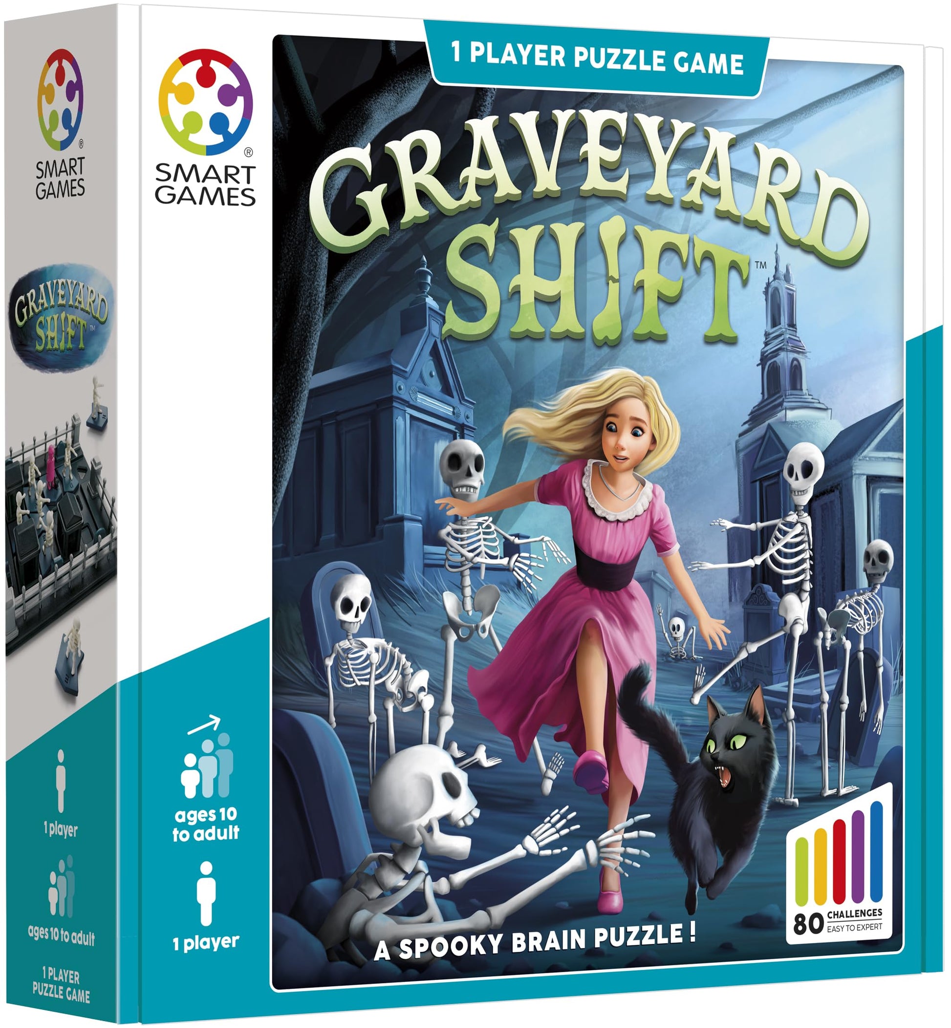 SmartGames Graveyard Shift - Spooky Logic Puzzle Game with 80 Challenges for Ages 8+
