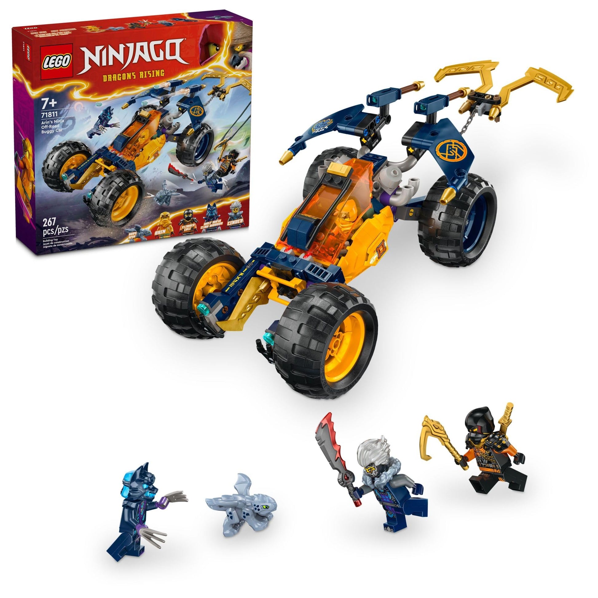 LEGO NINJAGO Arin’s Ninja Off-Road Buggy Car Toy with 4 Minifigures, Building Set for Kids with Dragon Toy from The NINJAGO Dragons Rising TV Show,