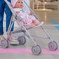 JC Toys Boutique | Folding Umbrella Doll Stroller for Children 2 Years Plus, Pink Stripes and Soft Embroidery | Sturdy Metal Frame | Pretend Play with