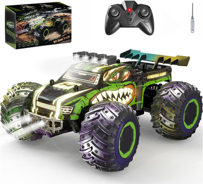 Zappido RC Cars for Boys Age 4-7 8-12, 20km/h High Speed Remote Control Monster Truck with Dino Theme, All-Terrain Off-Road Crawler