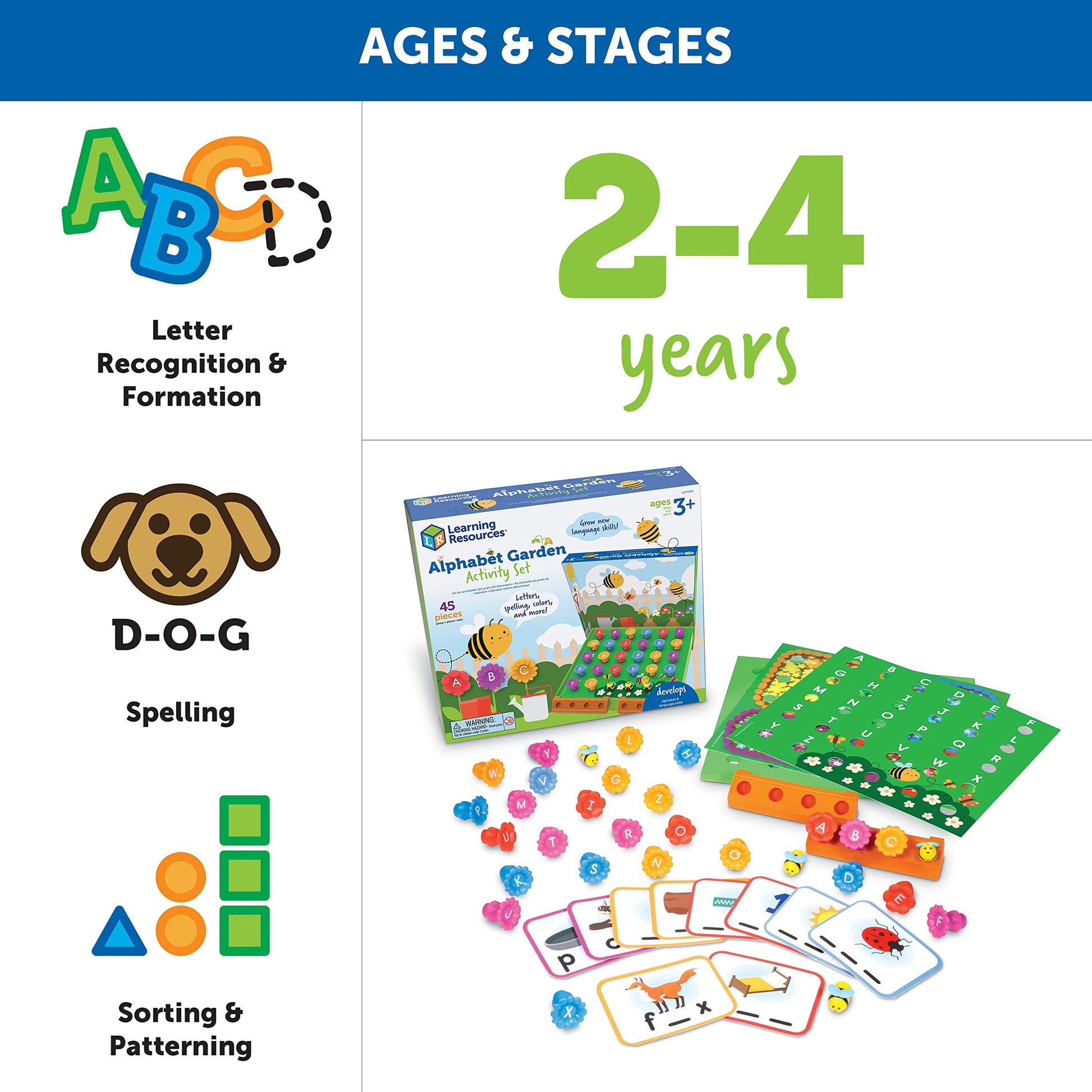 Learning Resources Alphabet Garden Activity Set - 45 Pieces, Age 3+ Educational Indoor Games, Preschool Alphabet, Toddler Brain Toys, Toddler