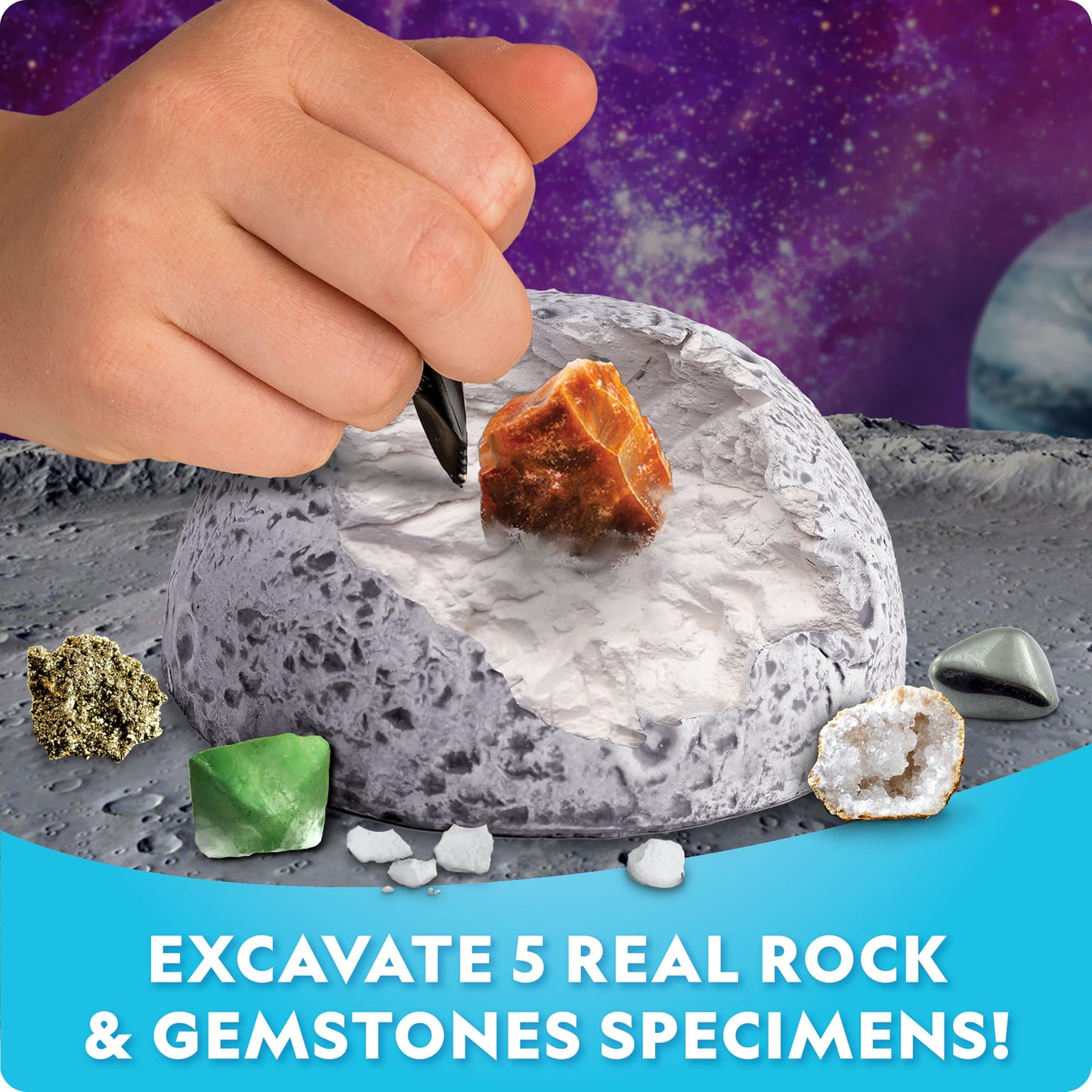National Geographic Outer Space Gemstone Dig Kit with 5 Real Specimens