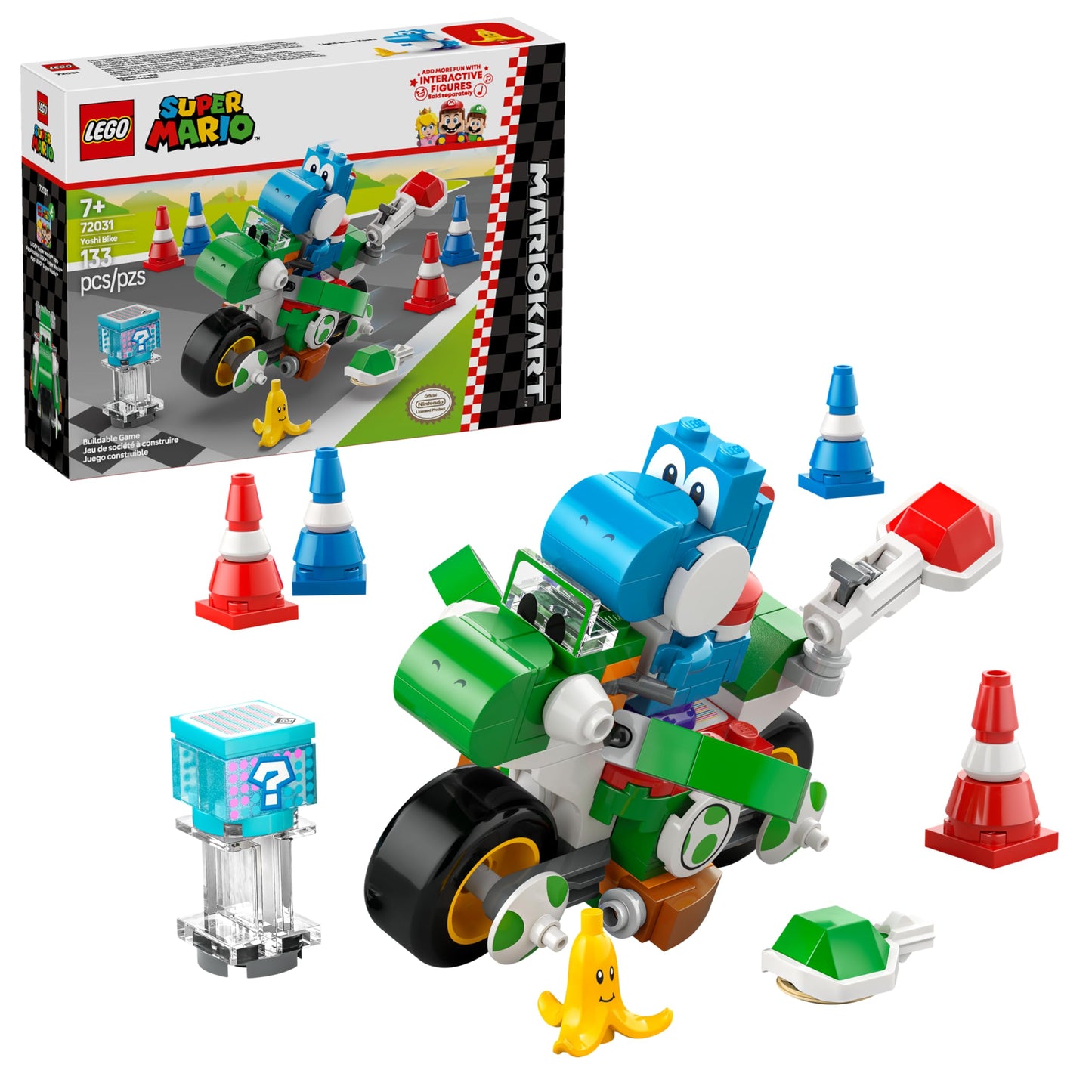 LEGO Super Mario: Mario Kart Yoshi Bike - Building Toy Set for Kids, Boys and Girls, Ages 7+ - Mario Kart Toy for Fans with Blue Yoshi - Gift Idea