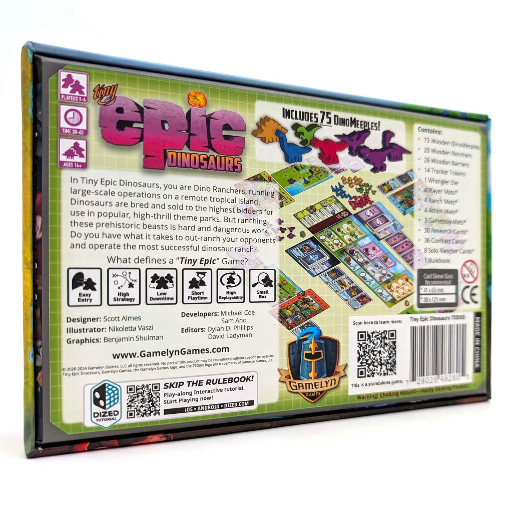 Tiny Epic Dinosaurs Deluxe | Strategic Worker Placement Game, Includes Laboratory Mini Expansion | 1-4 Players, Ages 14+ | Dino Ranching & Resource