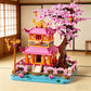 Japanese Cherry Blossom Tree Building Set for Adults, House Architecture Model Kit with Pink Sakura Flowers, Creative Bonsai Decor for Home Office