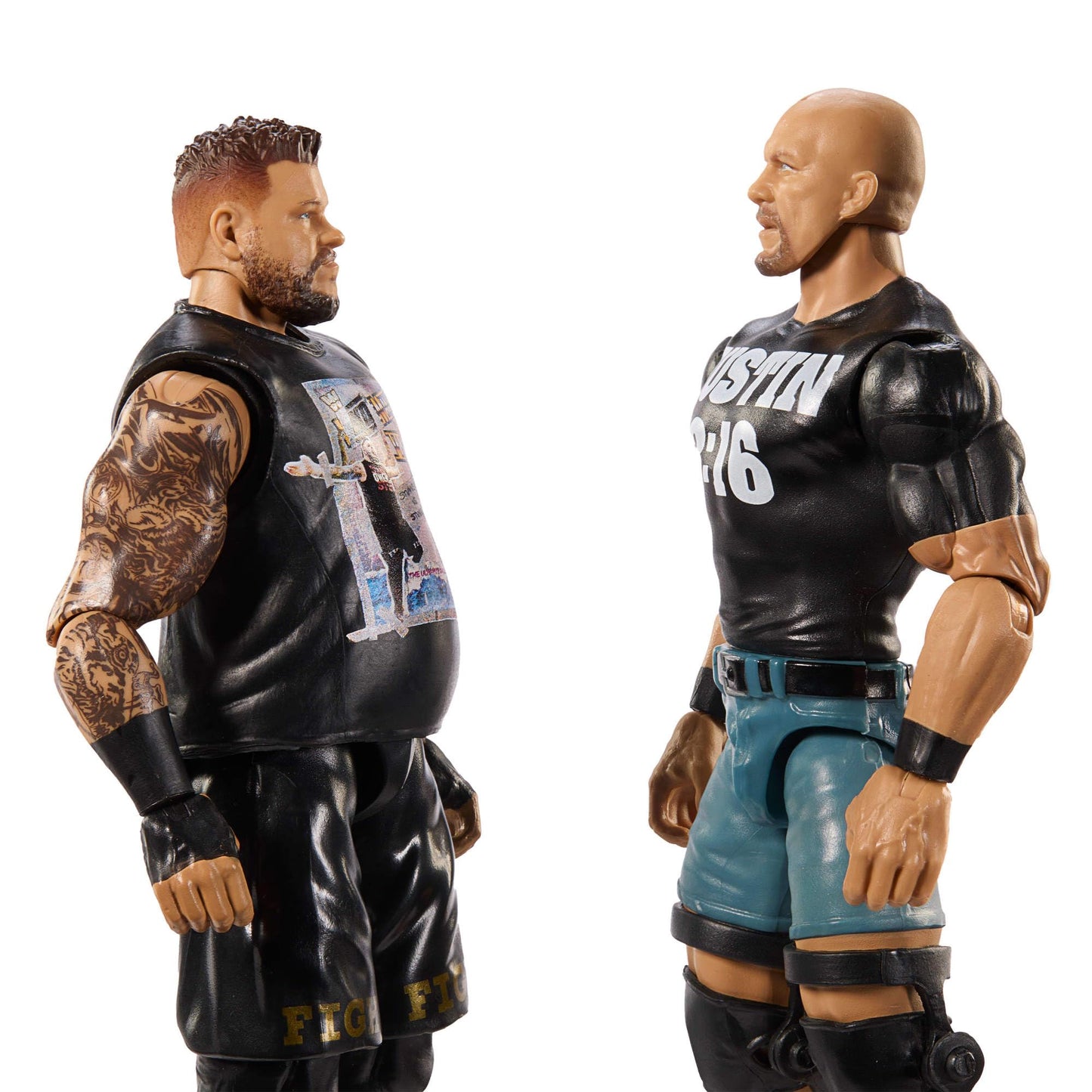 Mattel WWE Main Event Championship Showdown 2-Pack Action Figures & Accessory, Series #20 “Stone Cold” Steve Austin vs Kevin Owens Collectible Set