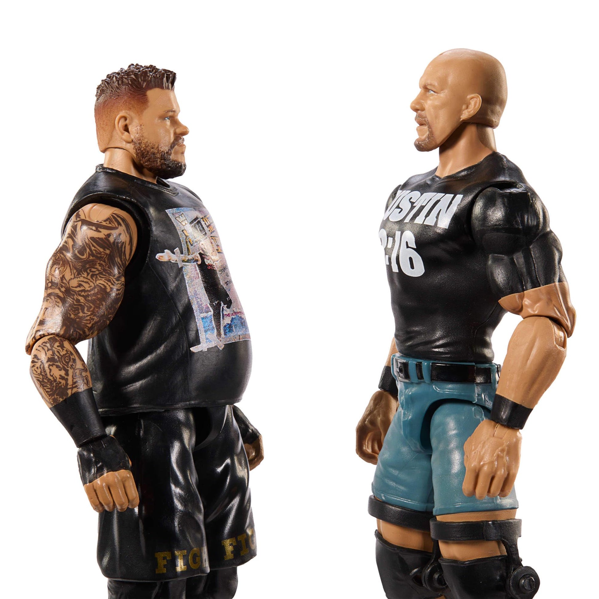 Mattel WWE Main Event Championship Showdown 2-Pack Action Figures & Accessory, Series #20 “Stone Cold” Steve Austin vs Kevin Owens Collectible Set