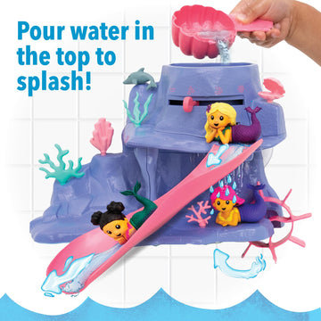 MindWare Mermaid Color Splash Water Park Bathtub Playset - Interactive Bath Toys with Color Changing Mermaid Doll Figures - Gift for 3 Year Olds